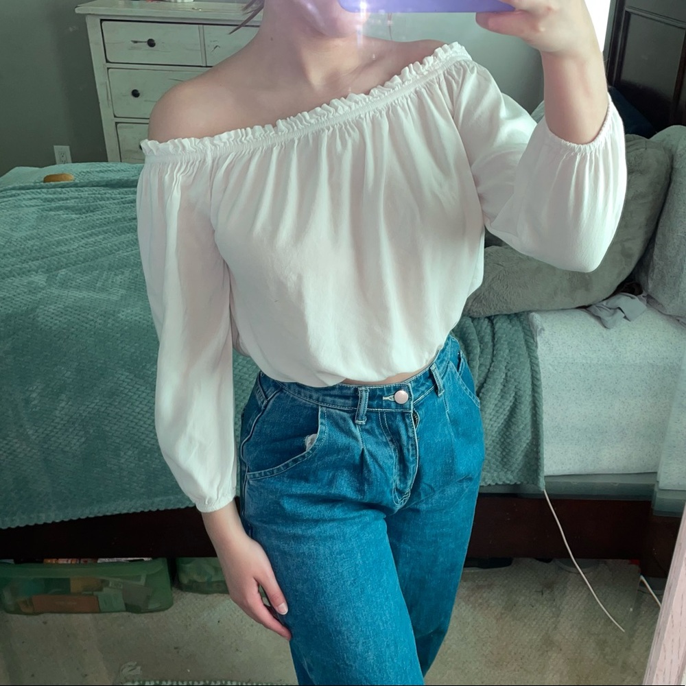 Brandy Melville Off the Shoulder White Top